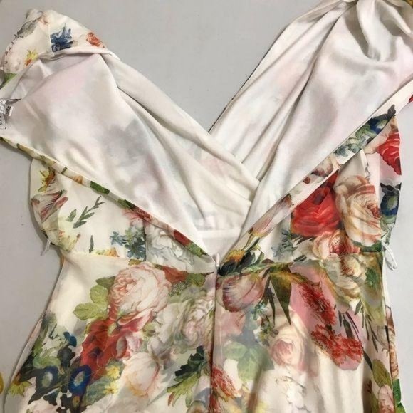 Sandra Darren Floral Faux Wrap V Neck Dress 10 - Picture 8 of 15